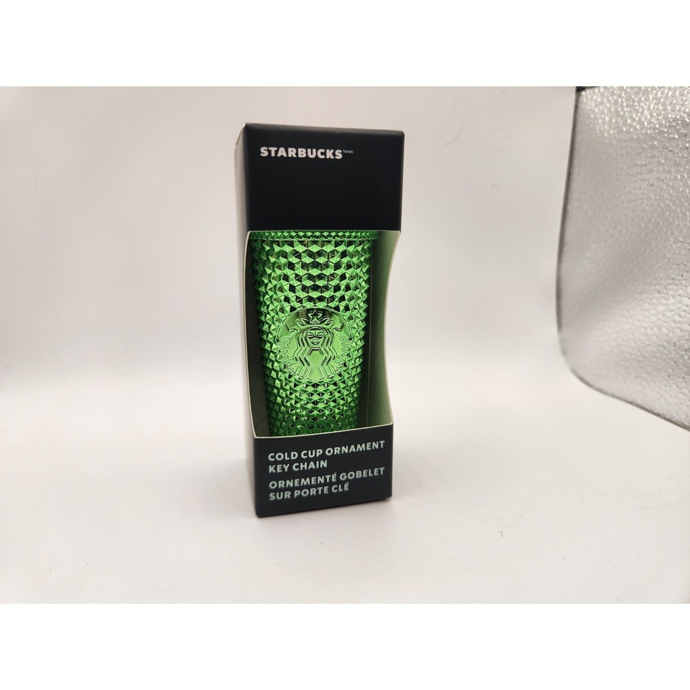 STARBUCKS 2023 Holiday Bling Metallic Green Studded Cold Cup Keychain Ornament - Picture 2 of 5